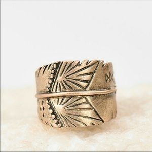 Beautiful Hammered feather statement ring